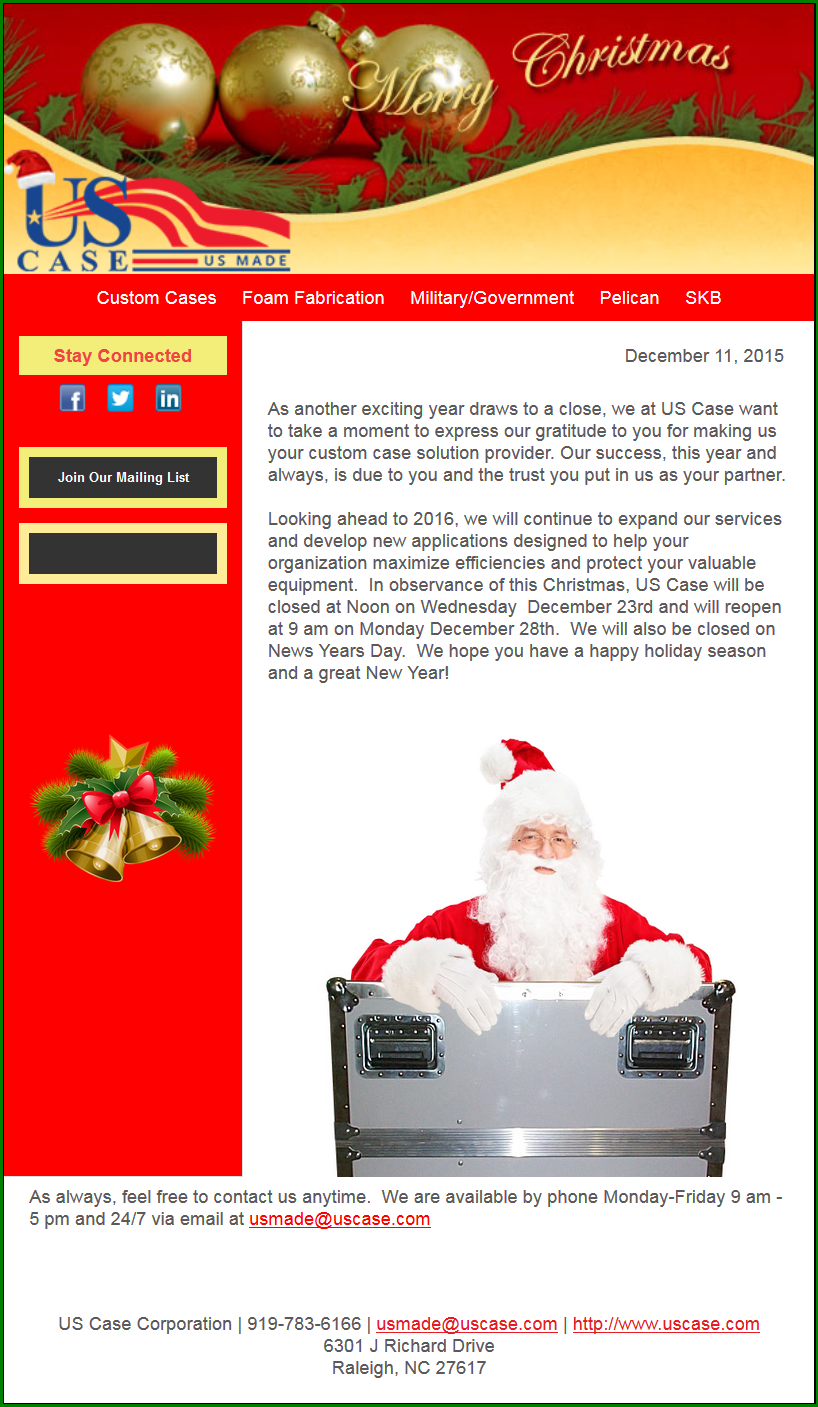 Happy Holidays from U.S. Case